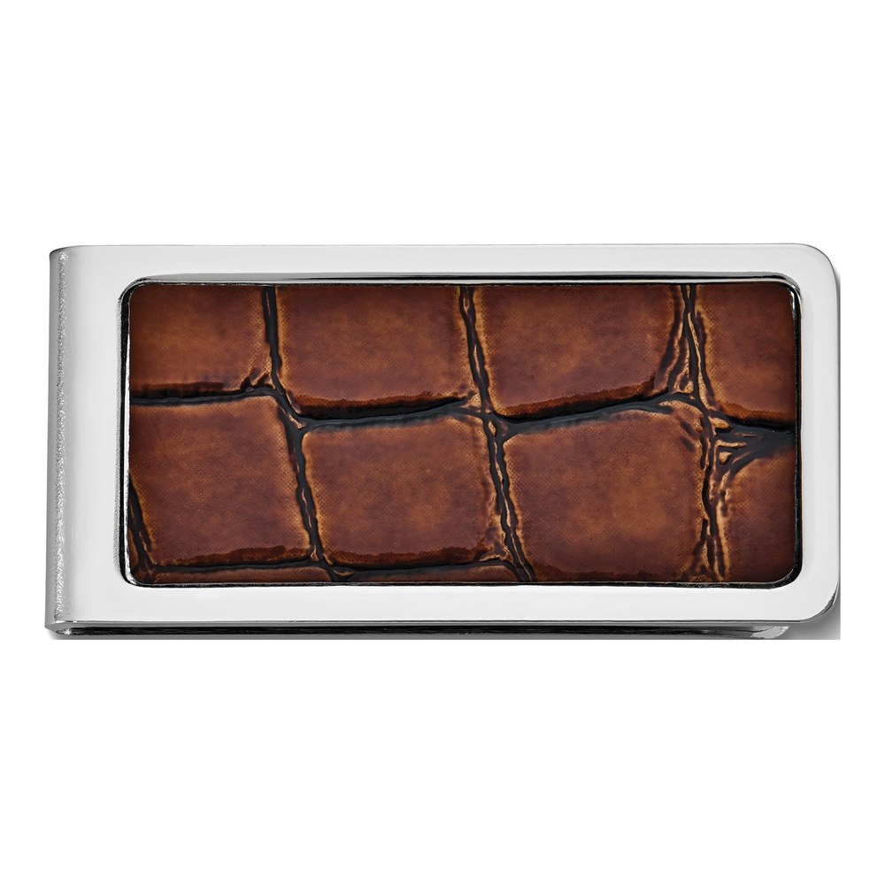 Men's Brown Croco Faux Leather Money Clip