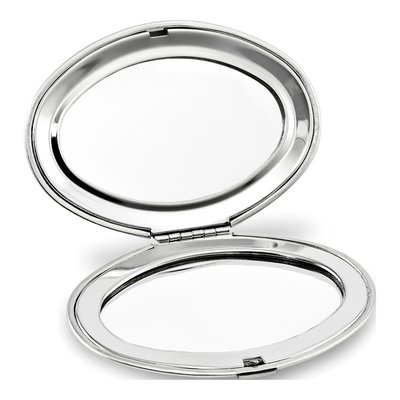 Silver-Tone Oval Compact Mirror – view 2