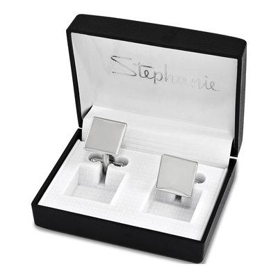 Men's Engravable Silver-Tone Square Cuff Links – view 2