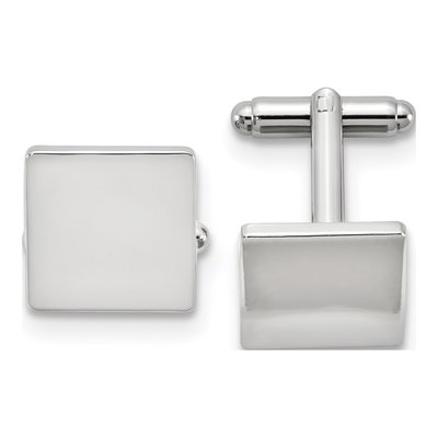 Men's Engravable Silver-Tone Square Cuff Links