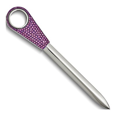 Silver-tone Letter Opener with Purple Crystal Magnifier