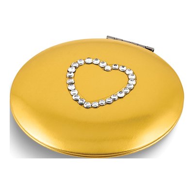 Gold-Tone Crystal Heart Compact Mirror – view 3