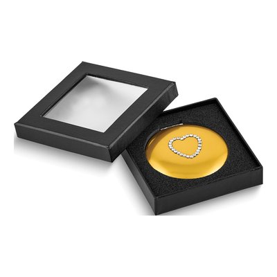 Gold-Tone Crystal Heart Compact Mirror – view 4