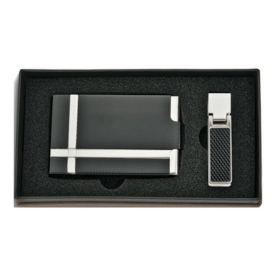 Men's Carbon Fiber Card Case & Money Clip Gift Set