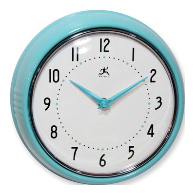 Retro Turquoise Blue Metal Quartz Wall Clock