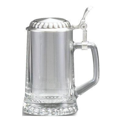Glass Beer Stein with Pewter Lid