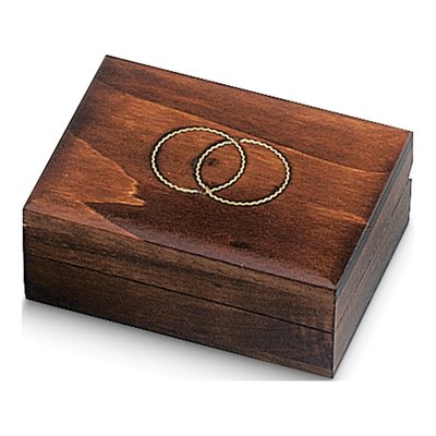Wooden Wedding Ring Box with Brass Inlay