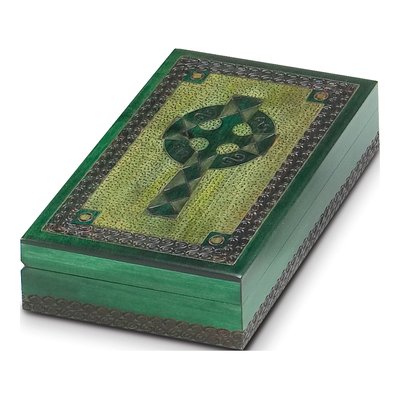Handcrafted Green Wooden Celtic Cross Box