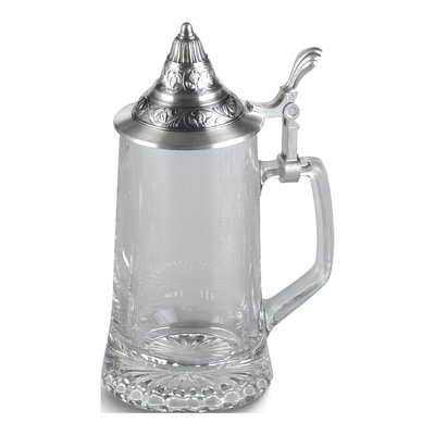 Glass Beer Stein with Pewter Lid