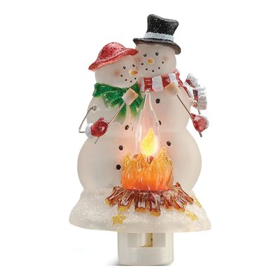 Snowmen Couple Flicker Night Light