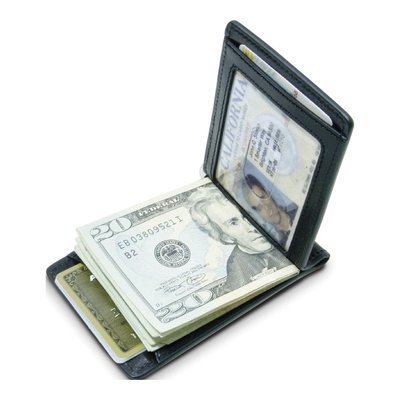 Black Leather Razor Wallet with Engraving Plate – view 2