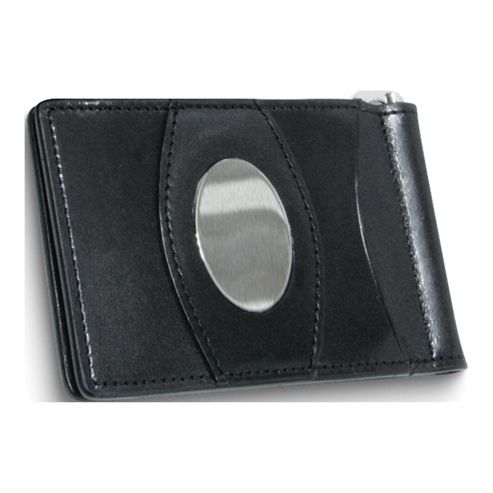 Black Leather Razor Wallet with Engraving Plate