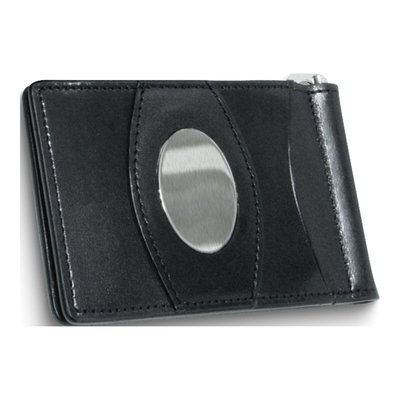 Black Leather Razor Wallet with Engraving Plate
