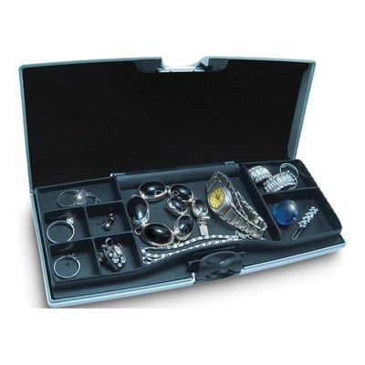 Silver-Tone Jewelry Case with Tangle-Free Necklace Pegs – view 2
