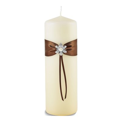 Ivory Unity Wedding Candle with CZ & Faux Pearls