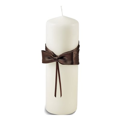 Ivory & Mocha Satin Bow Unity Candle