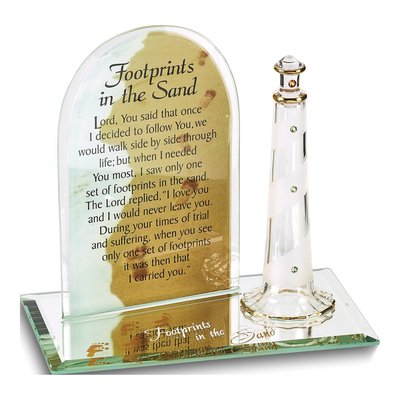Glass Baron Footprints In The Sand Lighthouse Figurine