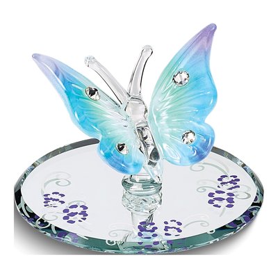Glass Baron Blue & Purple Butterfly Figurine