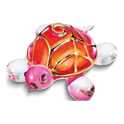 Sunrise Turtle Glass Figurine with 22k Gold Trim