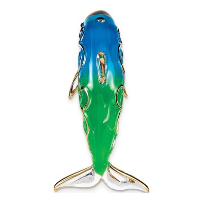 Handcrafted Glass Dolphin Figurine with 22k Gold Trim – view 3