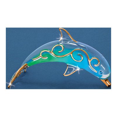 Handcrafted Glass Dolphin Figurine with 22k Gold Trim – view 4