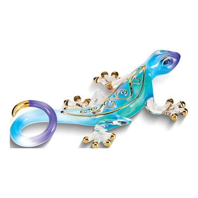 Desert Jewel Gecko Glass Figurine with 22k Gold Trim
