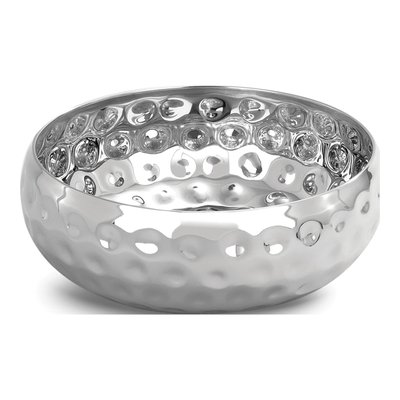 Hammered Stainless Steel 12" Salad Bowl - Silver Tone
