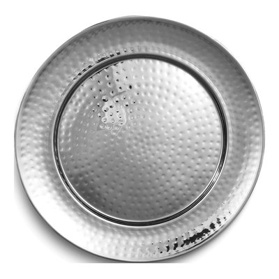 Stainless Steel Hammered Round Tray, 14 In