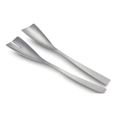 Hammered Stainless Steel Salad Server Set