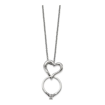 Silver-Tone Heart Face Mask Holder Necklace, 18" – view 2