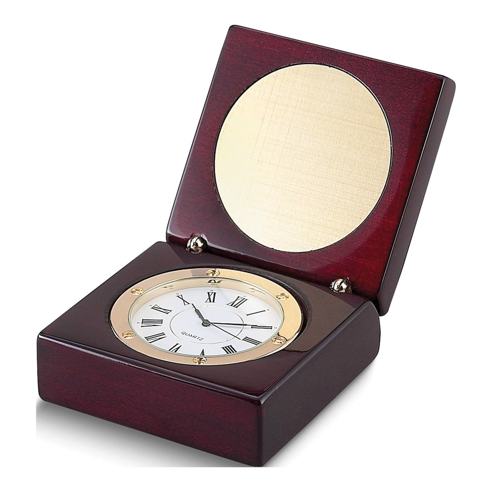Mahogany Wood Clock Box with Engraving Plate