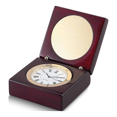 Mahogany Wood Clock Box with Engraving Plate