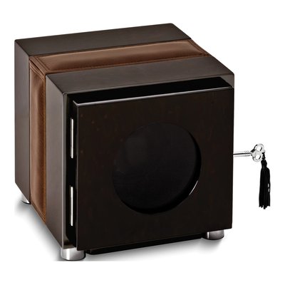 High Gloss Wood & Leather Single Watch Winder