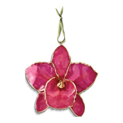 Fuchsia Real Orchid Ornament, 24k Gold-Plated Accent