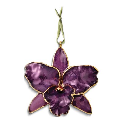 Lacquer Dipped Purple Cattleya Orchid Ornament