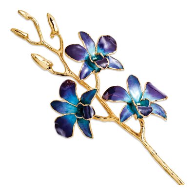 Real Orchid Stem, Lacquer Dipped & Gold Trimmed