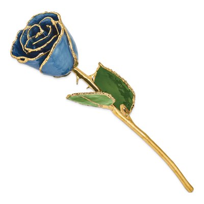 Navy Lacquered Real Rose with 24K Gold Trim – view 2