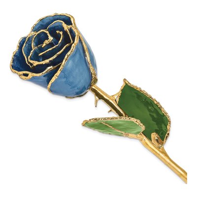 Navy Lacquered Real Rose with 24K Gold Trim