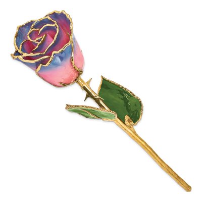 Lacquer-Dipped Real Rose with Gold Trim – view 2