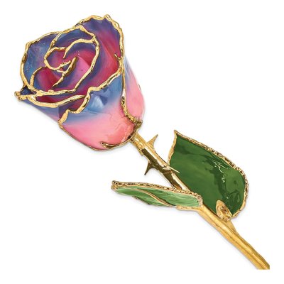 Lacquer-Dipped Real Rose with Gold Trim