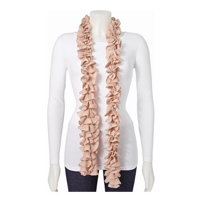 Beige Knitted Frill Fashion Scarf – view 3