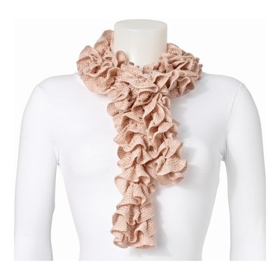 Beige Knitted Frill Fashion Scarf