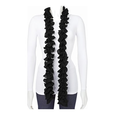Black Knitted Frill Acrylic Fashion Scarf – view 3