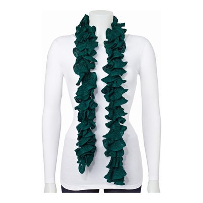Green Knitted Frill Acrylic Fashion Scarf – view 3
