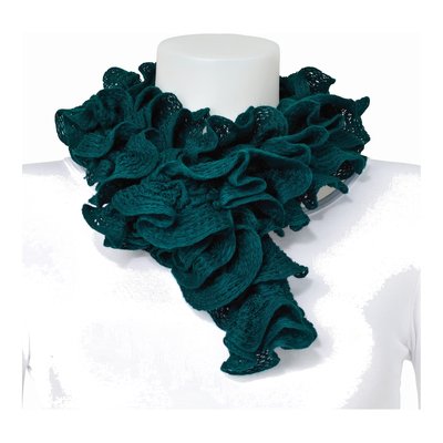 Green Knitted Frill Acrylic Fashion Scarf