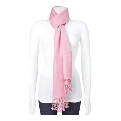 Pink Silk/Wool Blend Pashmina Scarf – view 3