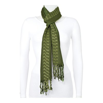 Green Striped Viscose Fashion Scarf – view 3