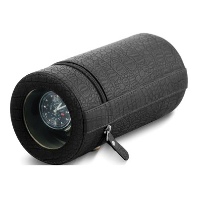 Black Croco-Texture Travel Watch Winder