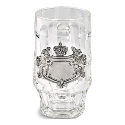 Engravable Pewter Crest Glass Beer Mug, 17 oz – view 2