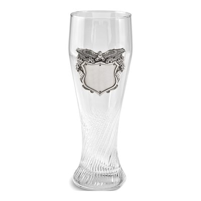 16 oz Pilsner Glass with Pewter Royal Crest – view 2